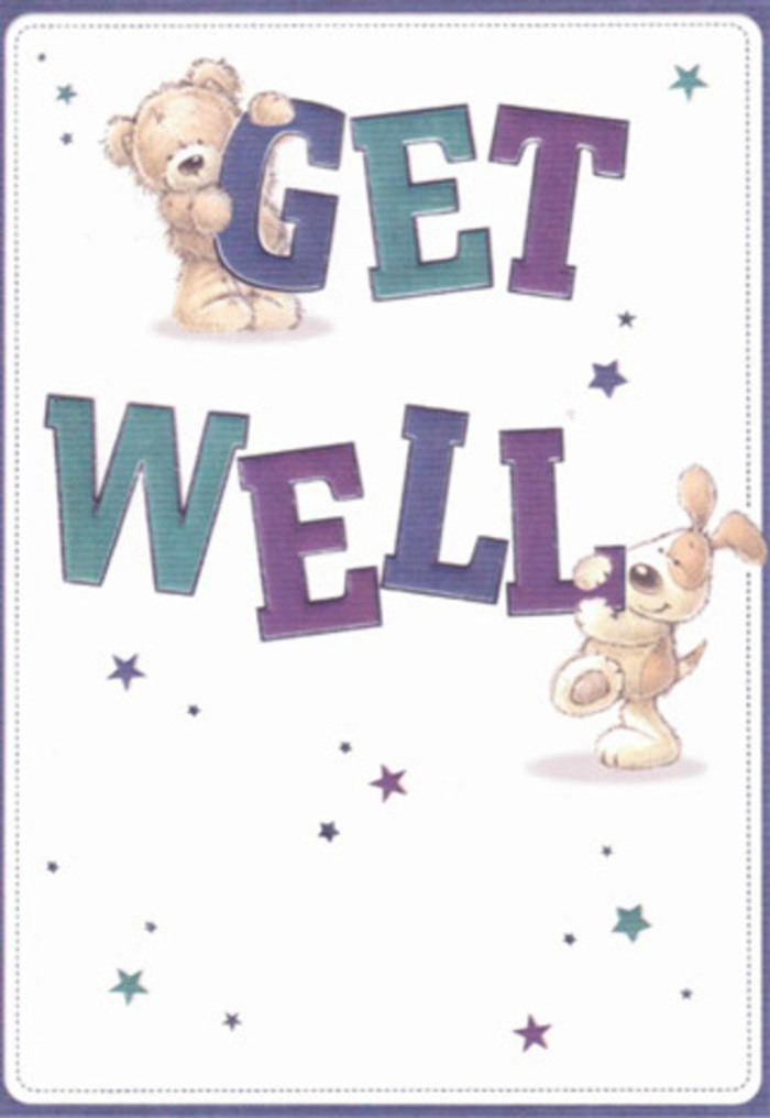 Capturing the essence of loving support on a road to recovery, this illustrated get well card feels right at home against the backdrop of Bellingham's vibrant lanes. Two adorable characters-a sweet bear with gentle, round fur and an expressive puppy with soft, floppy ears-anchor the heartfelt scene as they joyfully support the confident letters spelling out 'Get Well'. Shaded in bright aquas and joyous purples, the typography grounds the design with wholesome reassurance, set against a luminous white background that exudes cleanliness and clarity akin to the feel of freshly delivered flowers from Bellingham Florist. Playful stars twirl around the friends in a whimsical dance, their colours echoing the blues and lavenders of local gardens in early summer, scattering wishes for brighter days across the neighbourhood. Every brushstroke and contour brings out the tactile appeal-the plush softness of the bear, the smooth velvet of the puppy's ears-mirroring the careful arrangement of each bloom in a comforting bouquet. The card's design, with its open, airy mood, is a perfect match for uplifting spirits, offering gentle encouragement and a loving embrace whether you're caring for someone near Bellingham Green or further along Bromley Road. A true expression of heartfelt care, this card brings the same joy and healing as a thoughtfully crafted local arrangement.