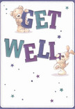 The cheerful, uplifting design of this get well card is imbued with Bellingham's signature friendliness. Springing delightfully from the soft cream background, two lovable figures-a plush teddy bear and an exuberant pup-joyfully hold and balance the eye-catching, indigo and teal letters spelling out 'Get Well'. Their rounded forms and expressive faces radiate optimism and hope, warmth shining from their eyes like the morning sun over Hither Green Cemetery. Whimsical stars in shifting shades of blue and purple dot the card, adding to its playful, magical atmosphere, just as the local Bellingham spirit brightens even the cloudiest day. The illustrated fur, so soft as to almost feel real under the fingertips, hints at the comforting embrace of a get well bouquet freshly delivered by a caring florist nearby. Altogether, this card is more than a message; it is a visual balm, offering gentle kindness and emotional support to anyone in recovery throughout Bellingham, making it a cherished token as heartfelt as the community itself.
